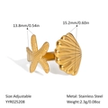 Détail de la bague ajustable en acier inoxydable avec étoile de mer et coquillage - Style Petite Étoile de Mer et Coquillage (YYR025208)