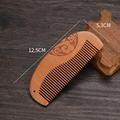 Pettine in legno di pesco naturale con motivo intagliato misura 12,5 cm cura - Legno di pesco ispessito - Pettine a luna piccola a nuvola