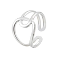 Detailansicht des silbernen Knotendesigns auf einem minimalistischen offenen Edelstahlring - US Größe 7 / Stahlfarbe