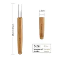 Double-headed 0.5mm dreadlock crochet hook with natural bamboo handle for hair extension - 0.5mm Double Hook