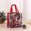 Festliche Weihnachts-Geschenktasche aus Vliesstoff mit Weihnachtsmann und roten Griffen - Weihnachtsmann Stil 1