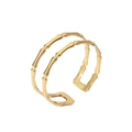 French vintage style 18k gold plated double-layer bamboo joint adjustable open ring - Style 1/Double Bamboo