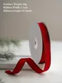 Red Christmas ribbon with green stitching, 1.5cm width, 10 yards on a white spool - Red with Green Stitched / Grosgrain / Width 1.5cm / Length 10 Yards