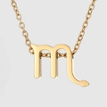 Collier signe du zodiaque Scorpion doré avec pendentif poli en acier inoxydable 316L - Scorpion / Or