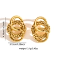 Detailed view of gold titanium steel interlocking hoop earrings with textured bead accents - Multi-layer Twisted Wrap Earrings 0842