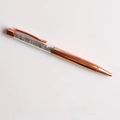 Rose gold metal ballpoint pen with transparent barrel filled with grey crystal stones - Labradorite