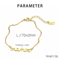Detail view of golden mami letter stainless steel bracelet with heart design parameters - Gold Bracelet (KB182675-KLX)