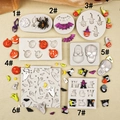 Detailed view of Halloween silicone molds featuring pumpkin, skull, and bat designs - Grey 7-Piece Set / Gray