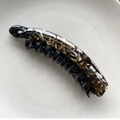 Banana clip hair accessory with brown tortoiseshell pattern and glossy finish - Large Dark Coffee Pattern