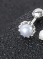 S925 Silber Blumen-Ohrstecker mit Lavendelperle und sicherem Schraubverschluss - Stil 1 / Silber