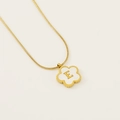 18K gold plated clover necklace featuring white shell inlay and a capital letter E pendant - Letter E