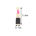 Pink and black lipstick charm in gold alloy with rhinestones, size 2.6cm x 0.7cm - Rose Red Lipstick (0.6CM×2.6CM)