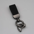 Business style black suede car keychain with gunmetal hardware and anti-loss d-ring - Short Style / Black/Gun Grey