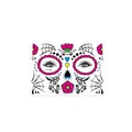 Halloween Day of the Dead face tattoo stickers with pink floral and spider web design - Style FL-002 (Single Sheet)