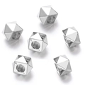 Macro view of silver faceted geometric CCB beads with large holes for DIY jewelry making - Silver Style 10 (Polyhedron)