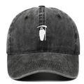 Berretto da baseball lavato vintage color antracite con ricamo Reaper bianco e visiera curva - Regolabile / Nero
