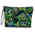 Pochette trucchi a tema calcio con stampa graffiti Goal Time e cinturino nero - Stile Street Calcio Verde Smeraldo Con Cinturino Da Polso (xy-076-3) / 17*25cm