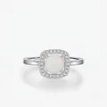 Französischer Vintage S925 Sterlingsilber Ring mit Opal und Diamanthalo für Damen - US 5 / 925er Silber
