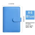 Blue A6 Macaron PU leather binder notebook with snap closure and dimension markings - Aqua