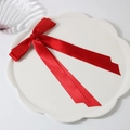 Elegant bright red double-layer satin bow hair clip with long ribbon streamers - Red