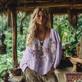 S Light Purple Embroidery Style