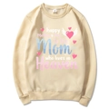 Beige Mama Est 2025 Coquette hoodie featuring pink and blue mother day print for women - Khaki