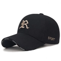 Berretto da baseball invernale nero da uomo con fodera in peluche e logo R ricamato - Stile Lettera R / Nero Ricamo Dorato