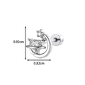 Boucles d'oreilles cœur lune en zircon argenté avec dimensions 0,92 cm x 0,82 cm - Pièce Unique / Zircone Blanche (A484-1)