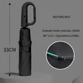 Compact black folding umbrella with 8K/16-rib structure and unique hook handle - 16-ribbed 8k Double-ribbed Buckle Umbrella 100cm Diameter At The Bottom Black. / Gift Box Not Included