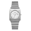 Reloj GEDI minimalista cuadrado para mujer de acero plateado con calendario - Caja Plateada Esfera Blanca