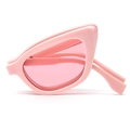 Fashionable folding cat-eye sunglasses in light pink color with matching pink lenses - Pink Frame / Pink Lens