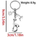 Christmas reindeer and snowflake keychain charm with silver alloy finish and 9cm height - ER1806-Antique Silver Deer Snowflake Keychain