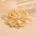 Elegante spilla a quadrifoglio cavo in oro realizzata in acciaio al titanio per completi - Fiore a Quattro Foglie Svuotato (S003) / Oro