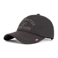 Dunkelgraue Baumwoll-Baseballkappe mit Stickerei und rotem Fashion-Seitenetikett - Grau