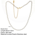 Vintage faux pearl necklace with 18K gold letter pendant and adjustable lobster clasp - 40cm+12cm / White Round Pearl Necklace