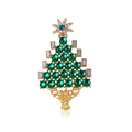 Golden Christmas tree brooch with green round gemstones and sparkling clear rhinestones - Green Christmas Tree Rhinestone Style (HC0580绿)
