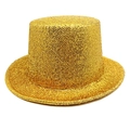 Classic gold glitter top hat for gentleman costume parties and stage performances - M (56-58cm) / Gold