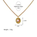 Collana placcata oro 18k con ciondolo ovale con cuore rosso e motivo a nastro LOVE - LOVE