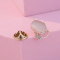 Cat brooch in rose gold with opal stone and sparkling rhinestones for women - Cat Shape Style (40109A)