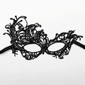 Elegant black lace masquerade eye mask with intricate floral hollow out vine patterns - Phoenix