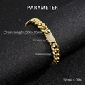Detalle de cadena cubana dorada de acero de 10 mm con cierre de diamantes de imitación - Pulsera 20CM / Dorado