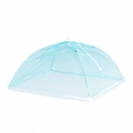 Foldable blue mesh food cover with white lace trim and umbrella mechanism for dining tables - 17 inch 43*43cm / Blue