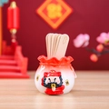 Festive red lucky bag container with God of Wealth pattern for Chinese New Year decor - 3098 Zhong Kui - Red / Extra Large Tray Display Series