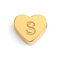 Golden heart-shaped stainless steel pendant with embossed letter S on white background - Letter S (Gold)