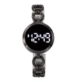 Luxury quartz watch featuring black round dial and metallic chain strap in high-end finish - Hollow Chain Watch Black
