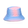 Pink and sky blue tie-dye bucket hat with reinforced brim stitching for outdoor sun protection - Pink and Blue Gradient (#14)