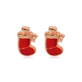 Exquisite Christmas stocking stud earrings in rose gold metal with red enamel finish - Christmas Sock 1