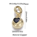 Ciondolo a sfera dorata in rame con cuore in zircone blu e anello per collana elegante - CX126-1B Sfera a Cuore Blu