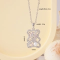 Silver bear necklace with pink and white zircon and a white pearl, 45cm chain length - Bear Silver (2798)
