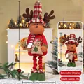 Extendable Christmas reindeer plush doll with telescopic legs for festive holiday decoration - Large Grid 86CM Telescopic Reindeer